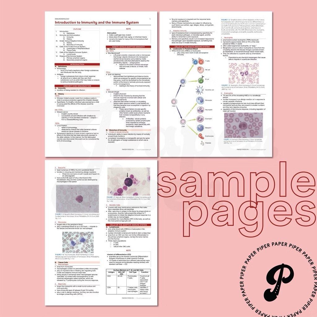 Immunoserology Transes - Med Tech Notes (Category: Textbooks) located in Marikina City. Submitted by casa_shoppe (Listing ID 1464527284, Image 3). Description: - Collection of Immunoserology Transes for Medical Technology students. - Spiral coil bound with a durable transparent PVC cover. - Features vibrant colored print on high-quality 70 gsm letter-sized paper. - Each lesson includes helpful summary tables and review questions. - Total of 166 p