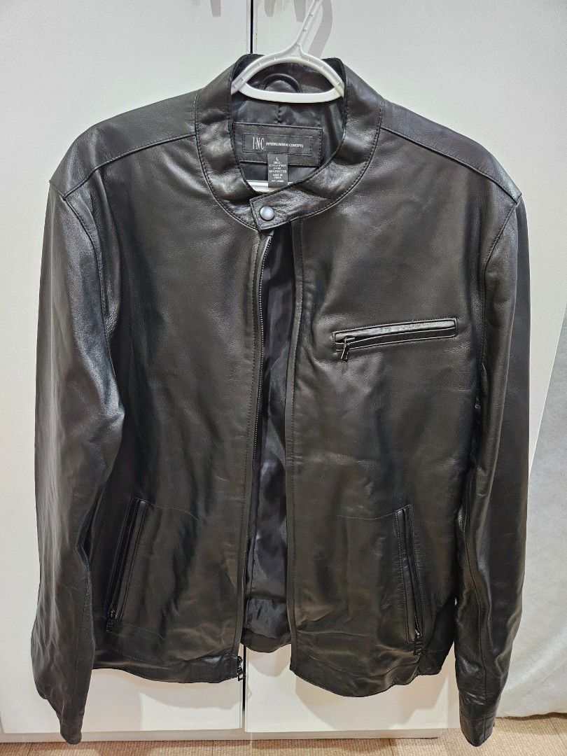 INC International Concepts Black Leather Jacket Size L (Category: Coats, Jackets and Outerwear) located in Las Pinas. Submitted by bellaprima888 (Listing ID 1464359887, Image 1). Description: - Genuine black leather jacket from INC International Concepts - Almost new - Polyester lining - Zip-up front closure - Multiple zip pockets for secure storage - Snap closure on the collar - Classic, versatile style for layering or standalone wear.