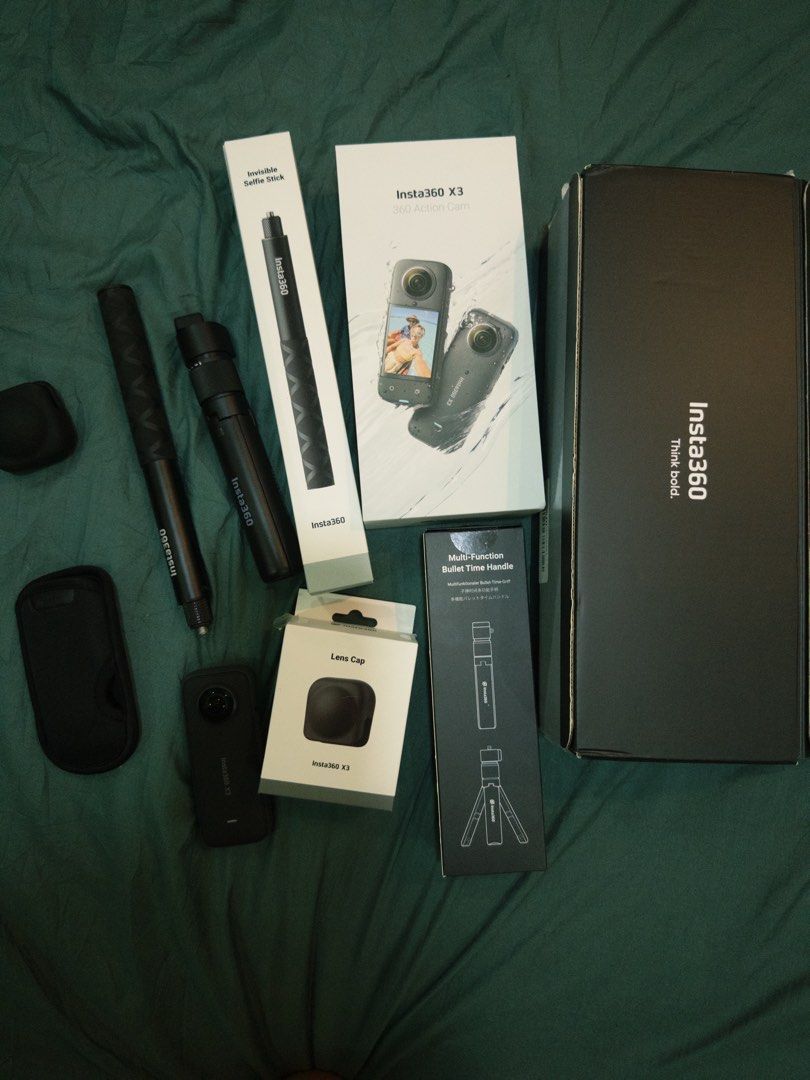Insta360 X3 360 Action Cam (Category: Cameras) located in Caloocan City. Submitted by marcauxcloset (Listing ID 1464453310, Image 2). Description: Selling my insta360 x3 adventure combo, used only twice. Comes with 64gb memory, lens cap, invisible selfie stick, multi function bullet time handle. Selling this for an affordable price, and negotiable rfs; have multiple cameras. You will like this and great outdoors and vlogging.