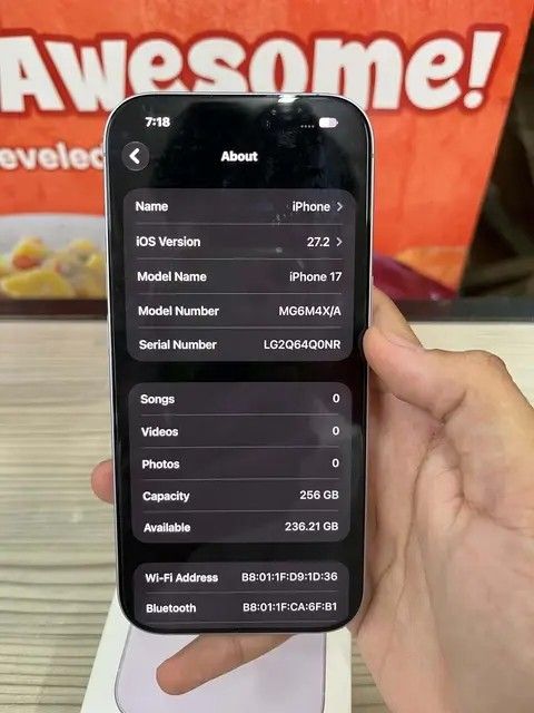 IPHONE 17 (Category: iPhone 17 Series) located in Silang. Submitted by appleflips (Listing ID 1464518698, Image 2). Description: for sale or swapan nyo‼️ 📌 iphone 17 lavender 📌 256gb 93% battery health 📌 4x/a local variant 📌 under warranty feb 2027 📌 may isang dent lang makinis as in 📌 with complete inclusions 📍cavite location ko, pwede meetup or pickup sa sure buyer.