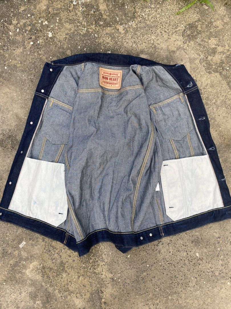 Iron Heart Modified Type III Denim Jacket (Category: Coats, Jackets and Outerwear) located in Subic. Submitted by curatedbyyourstruly (Listing ID 1464569830, Image 3). Description: Iron Heart Modified Type III Denim Jacket IH-526-142 Size 40 L25 W24 14oz Indigo Japanese Selvedge Denim Modified Style with Slightly Longer Body and Hand Pockets Sanforized Internal Felled Seams Selvedge Inner Placket Detail Cotton-Poly Constructional Stitching Made i