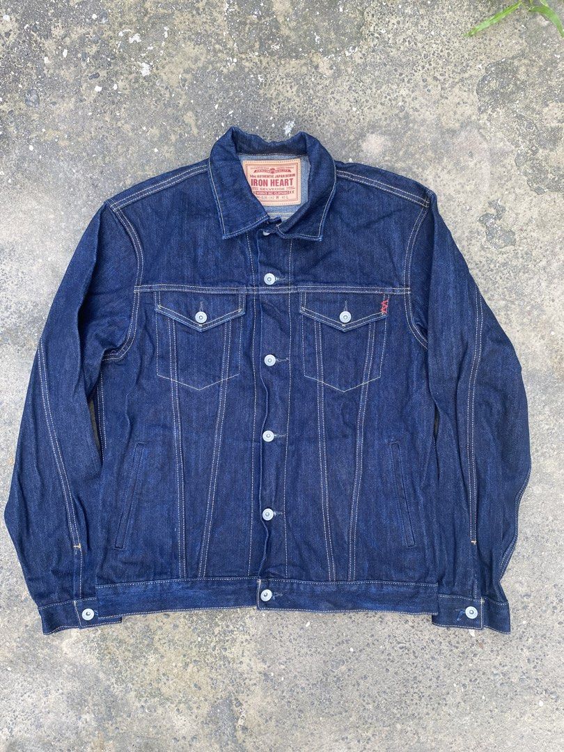 Iron Heart Modified Type III Denim Jacket (Category: Coats, Jackets and Outerwear) located in Subic. Submitted by curatedbyyourstruly (Listing ID 1464569830, Image 1). Description: Iron Heart Modified Type III Denim Jacket IH-526-142 Size 40 L25 W24 14oz Indigo Japanese Selvedge Denim Modified Style with Slightly Longer Body and Hand Pockets Sanforized Internal Felled Seams Selvedge Inner Placket Detail Cotton-Poly Constructional Stitching Made i
