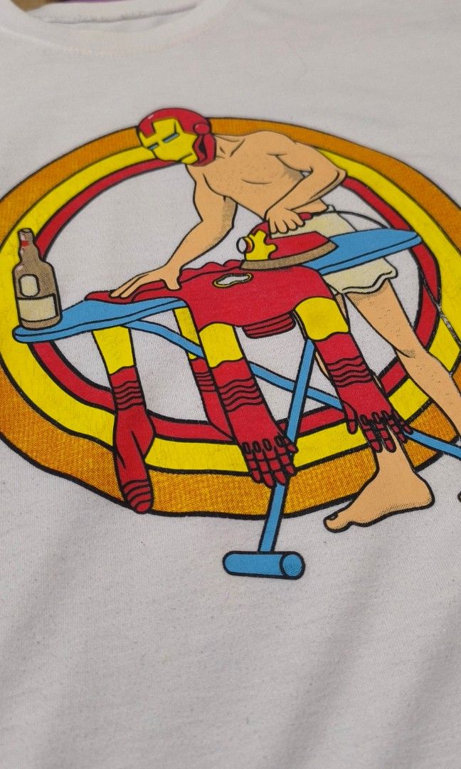 "IRON-MAN" HUMOR TEE (Category: Tshirts & Polo Shirts ) located in Dumaguete. Submitted by nostaldripph (Listing ID 1464404008, Image 2). Description: DESIGNER MOCKEY TAG 21.5*27.5 MINOR HAIRLINES.