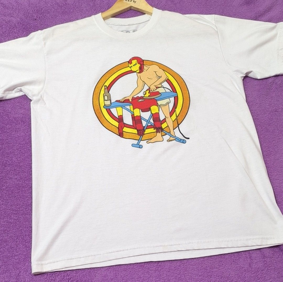"IRON-MAN" HUMOR TEE (Category: Tshirts & Polo Shirts ) located in Dumaguete. Submitted by nostaldripph (Listing ID 1464404008, Image 1). Description: DESIGNER MOCKEY TAG 21.5*27.5 MINOR HAIRLINES.