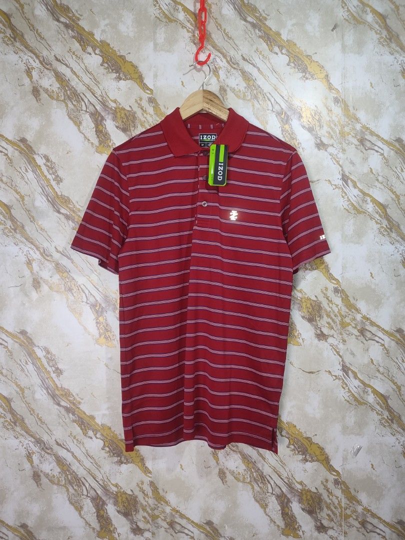 IZOD Golf Red Striped Polo Shirt (Category: Tshirts & Polo Shirts ) located in Cabuyao City. Submitted by jederama (Listing ID 1464414616, Image 1). Description: IZOD GOLF - DRIFIT STRETCH POLO 🏌⛳ SIZE : SMALL WIDTH - 19.5 LENGTH - 27.5 BRAND NEW WITH HANGTAG NO ISSUE / NO FLAWS AUTHENTIC 💯 750 + SHIPPING FEE.
