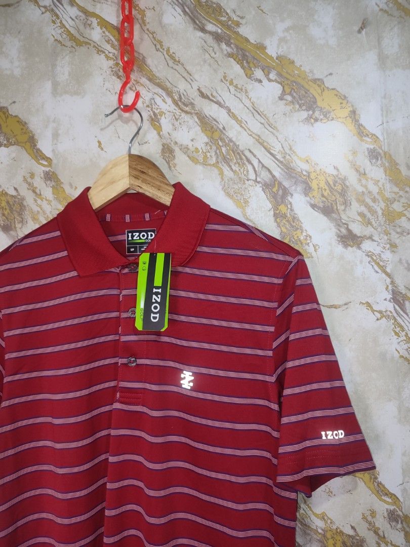 IZOD Golf Red Striped Polo Shirt (Category: Tshirts & Polo Shirts ) located in Cabuyao City. Submitted by jederama (Listing ID 1464414616, Image 2). Description: IZOD GOLF - DRIFIT STRETCH POLO 🏌⛳ SIZE : SMALL WIDTH - 19.5 LENGTH - 27.5 BRAND NEW WITH HANGTAG NO ISSUE / NO FLAWS AUTHENTIC 💯 750 + SHIPPING FEE.