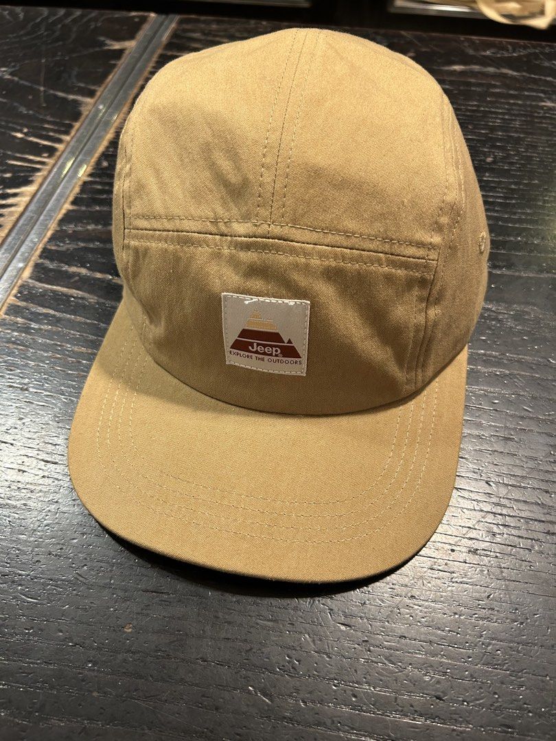 Jeep Explore the Outdoors 5-Panel Tan Cap (Category: Caps & Hats) located in Makati City. Submitted by griatemartinez (Listing ID 1464520098, Image 2). Description: - Tan 5-panel cap from Jeep - Features 'Explore the Outdoors' logo patch - Made in Mexico - Adjustable strap for a comfortable fit - Perfect for casual wear and outdoor adventures.