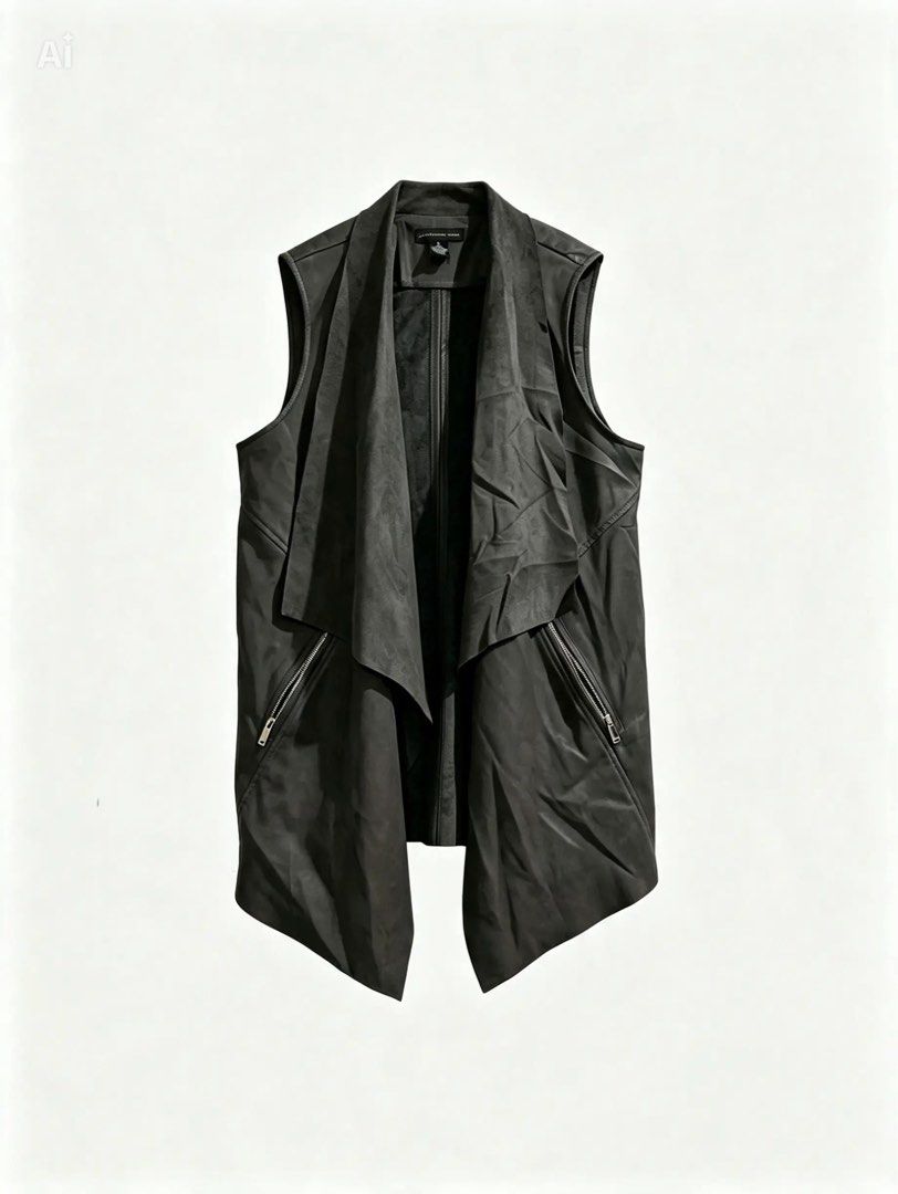 JOAN VASS (Category: Coats, Jackets and Outerwear) located in Davao. Submitted by sart0ria85 (Listing ID 1464466428, Image 1). Description: A gray biker vest in faux leather. 100% POLYURETHANE MADE IN CHINA 🇨🇳 LARGE. Size 8 VERY GOOD CONDITION (89/100).