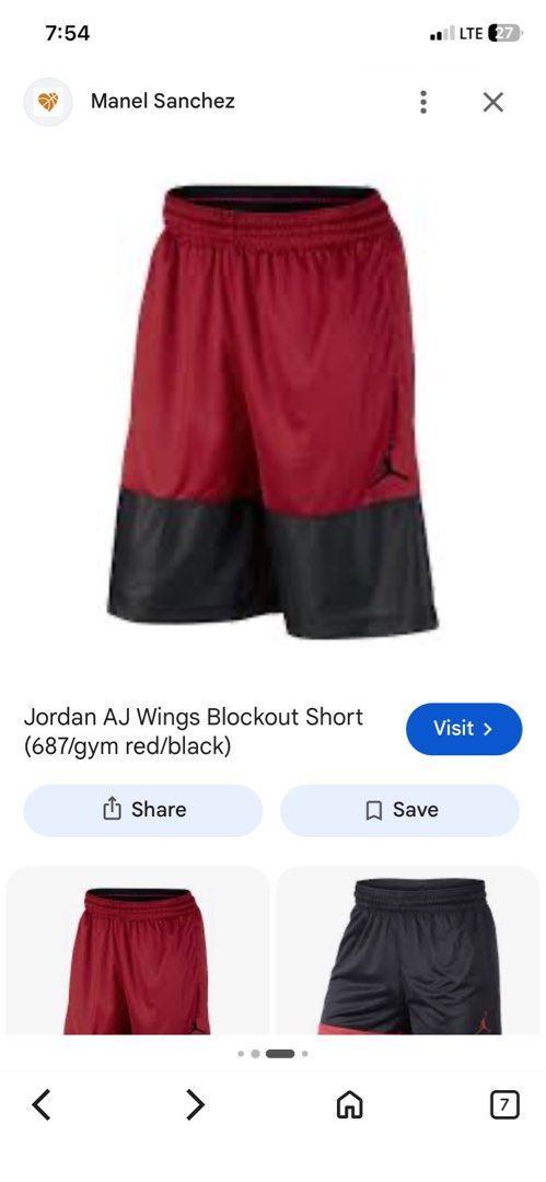 Jordan short (Category: Shorts) located in Cebu City. Submitted by hustler_69 (Listing ID 1464470496, Image 3). Description: Jordan short metallic black Size large Fits 30-34 waistline 21 length Very good condition Details are all posted.