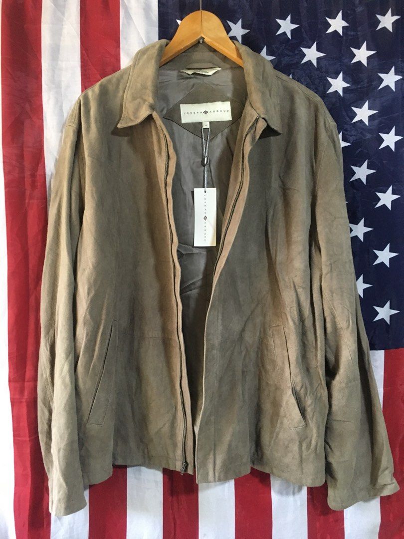 Joseph ABBOUD Leather jacket (Category: Coats, Jackets and Outerwear) located in Cebu City. Submitted by etnaner (Listing ID 1464558750, Image 1). Description: Joseph ABBOUD Suede Leather Goat skin Zip up jacket Size: Medium ( see actual dimes) As new w/hangtags .