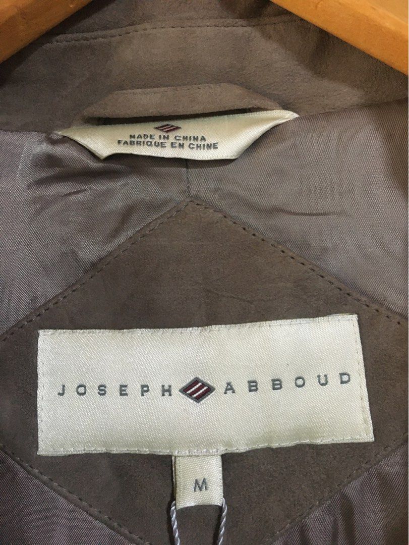 Joseph ABBOUD Leather jacket (Category: Coats, Jackets and Outerwear) located in Cebu City. Submitted by etnaner (Listing ID 1464558750, Image 2). Description: Joseph ABBOUD Suede Leather Goat skin Zip up jacket Size: Medium ( see actual dimes) As new w/hangtags .