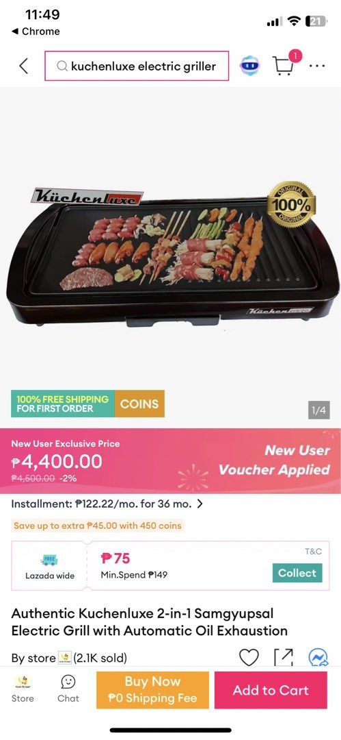 Küchinluxe griller (Category: Ovens & Toasters) located in Manila. Submitted by heartysol (Listing ID 1464401629, Image 3). Description: .