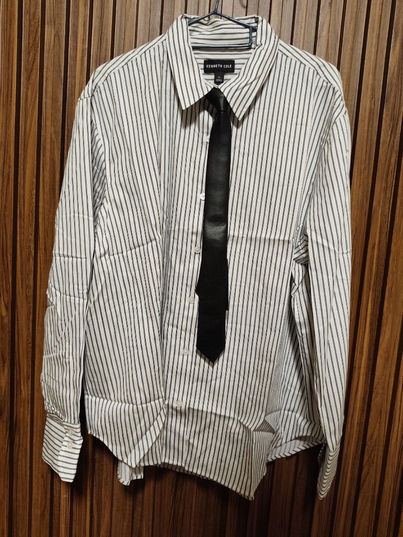 Kenneth Cole Boyfriend Button down shirt with tie (Category: Longsleeves) located in General Mariano Alvarez. Submitted by plussize_republic (Listing ID 1464497761, Image 1). Description: brand new with hang tag with leather neck tie new arrival shipping fee c/ o buyer.