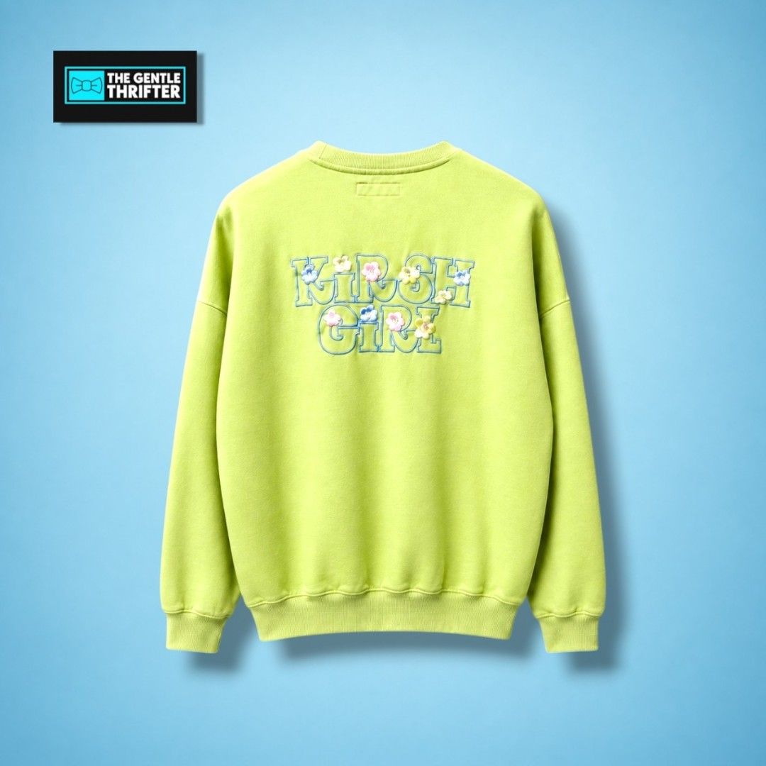 Kirsh Middle Cherry Flower Light Green Pullover Sweatshirt (Category: Coats, Jackets and Outerwear) located in Quezon City. Submitted by thegentlethrifter_1.0 (Listing ID 1464420072, Image 2). Description: Color Rate: 9.6/10 (Good Condition) Size on Tag: 1 (Womens) Fit to: S to M (Womens) Boxy Type Price: Php 300 + Shipping Dimes: 24 inches (Length) 23.5 inches (Width) Issue: Dot Stains / Needs Hand Wash (Check the last picture) Note: More verifi
