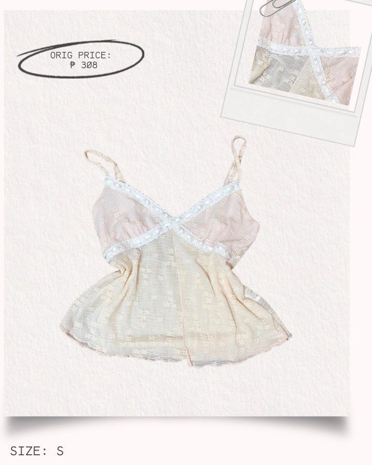 knitted summer camisole top (Category: Sleeveless) located in Mandaluyong City. Submitted by rainiiah (Listing ID 1464380439, Image 1). Description: size s brand new never worn no flaws.