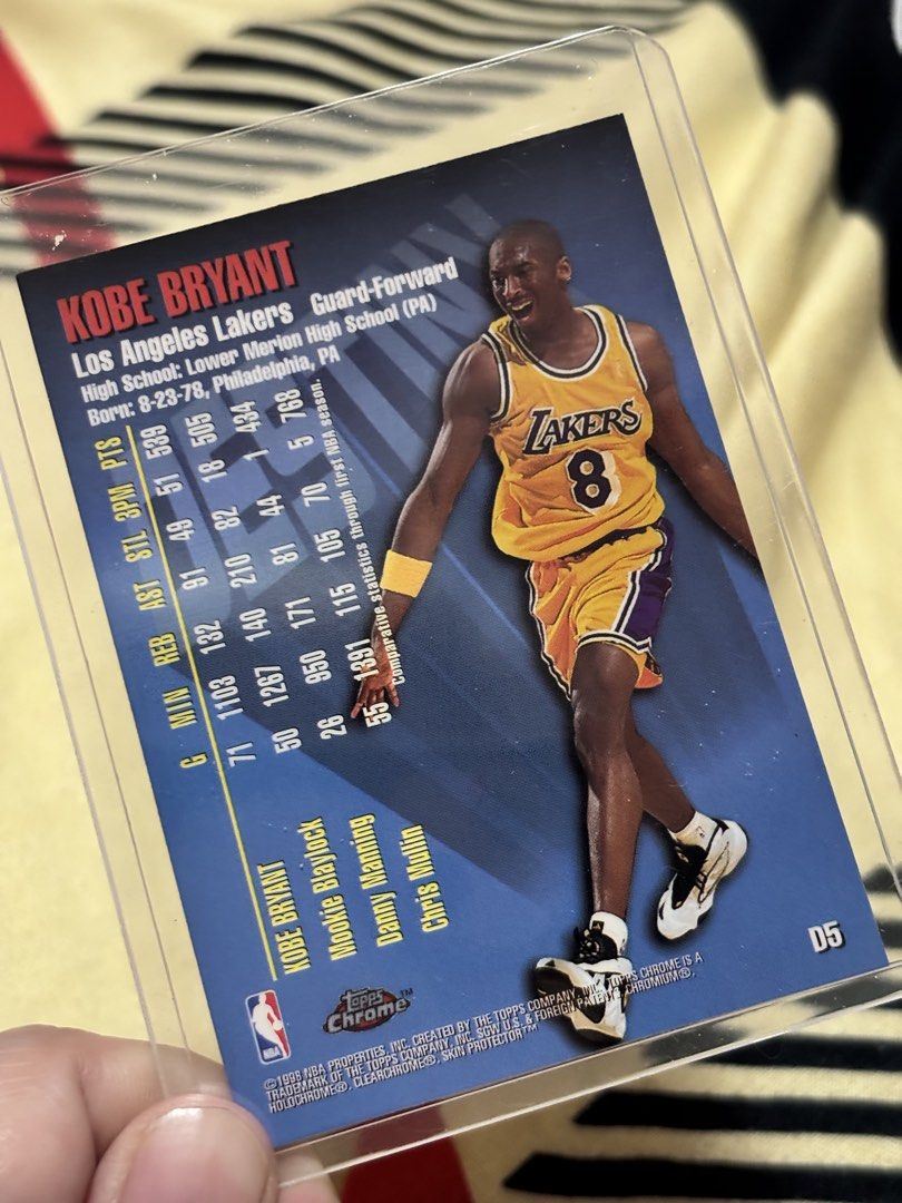Kobe Bryant (Category: Raw Singles) located in Rizal. Submitted by mzreas (Listing ID 1464365690, Image 2). Description: 1997-98 Topps Chrome Destiny Kobe Bryant (#D5) Card Details Player: Kobe Bryant Set: 1997-98 Topps Chrome Destiny Card Number: #D5.
