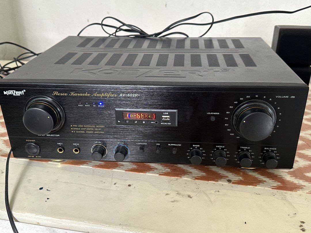 Konzert Stereo Karaoke Amplifier AV-602R+ with Bluetooth (Category: Soundbars, Speakers & Amplifiers) located in Cainta. Submitted by dasarocha (Listing ID 1464421161, Image 1). Description: Konzert Stereo Karaoke Amplifier AV-602R+ with Bluetooth Location: Cainta, Rizal.
