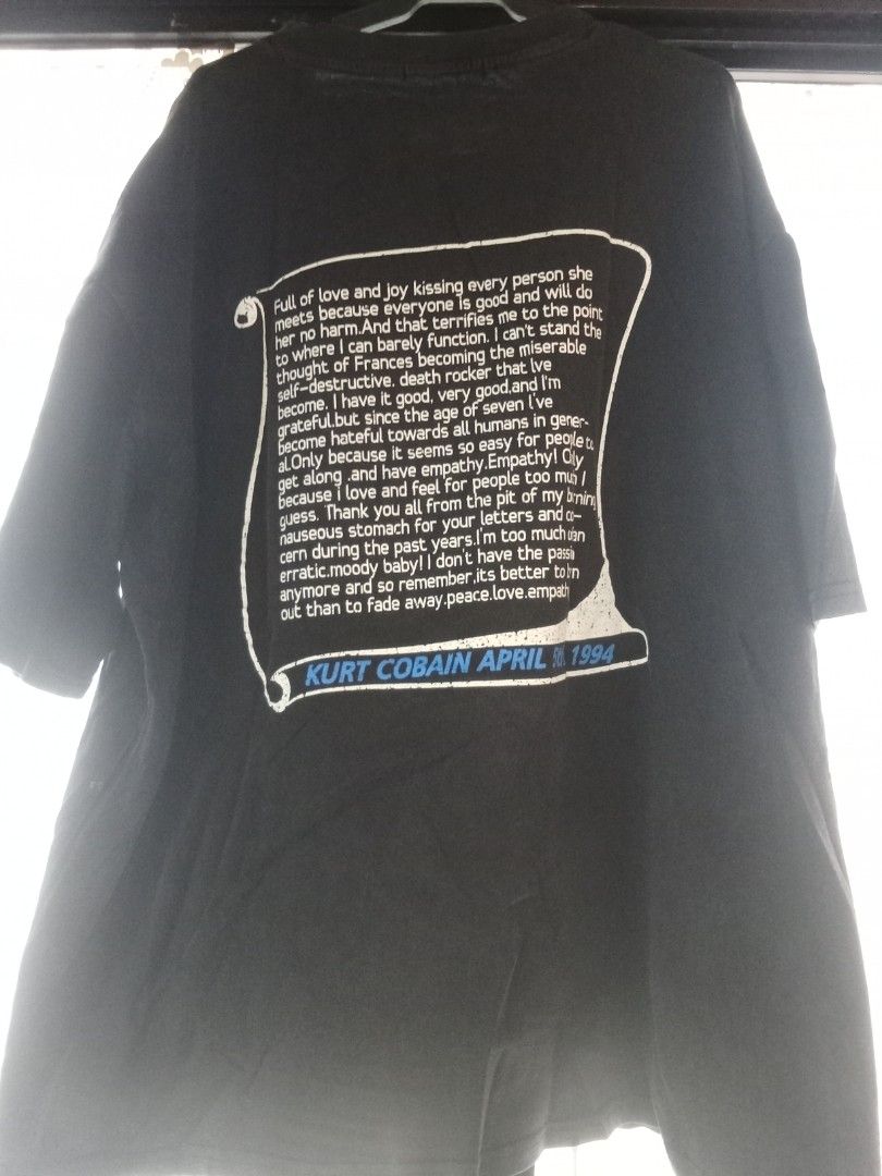 Kurt cobain (Category: Tshirts & Polo Shirts ) located in Bacolod City. Submitted by vaststar.8be4bd (Listing ID 1464417878, Image 2). Description: Kurt Cobain dimes: 23.5 W x 28 L cut tag crack prints freeship .