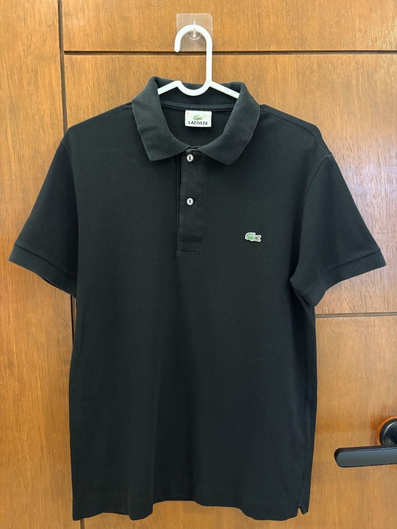 Lacoste Classic Pique Black Polo (Category: Tshirts & Polo Shirts ) located in Mandaluyong City. Submitted by jbor88 (Listing ID 1464362784, Image 1). Description: Lacoste Classic Pique Black Polo Short sleeves with ribbed collar Iconic crocodile logo embroidered on chest Two-button placket Italian Fit (Size 2) W=48cm L=64cm with fade under collar (not seen when worn).