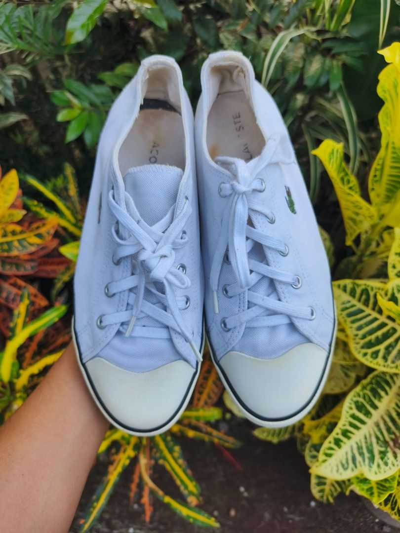 Lacoste White Canvas Sneakers (Category: Sneakers) located in Zamboanga. Submitted by romantic_sole2026 (Listing ID 1464438767, Image 2). Description: Size EUR 40.5 / US 8 Good condition .