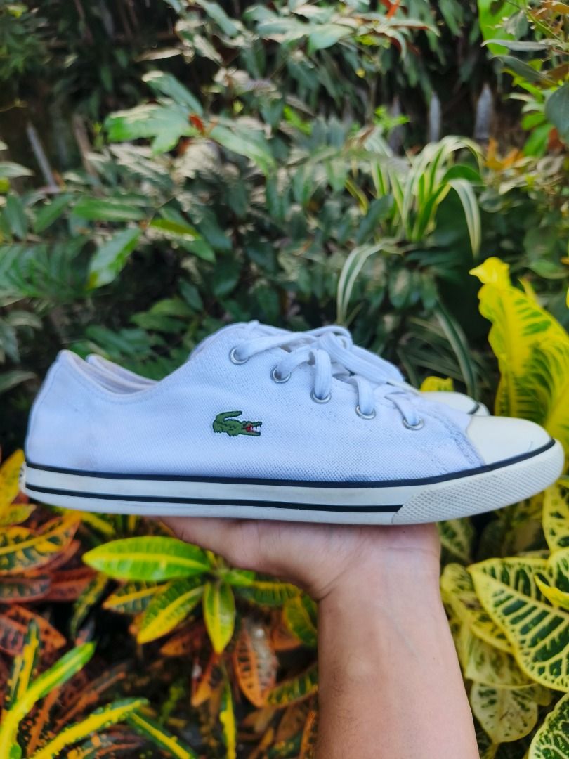Lacoste White Canvas Sneakers (Category: Sneakers) located in Zamboanga. Submitted by romantic_sole2026 (Listing ID 1464438767, Image 1). Description: Size EUR 40.5 / US 8 Good condition .