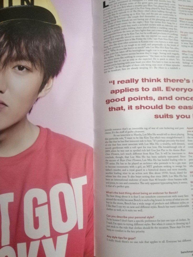 Lee Min Ho Bench /Mark issue # 3 (Category: Magazines) located in Quezon City. Submitted by goldencity1964 (Listing ID 1464510935, Image 3). Description: For Lee Mon Ho fans / Collectors Bench / Mark the Global Issue Issue # 3 Lee Min Ho Cover. Year released June 2014.