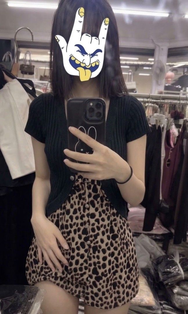 Leopard Print Dress (Category: Dresses) located in Manila. Submitted by cheezynutzyfriez (Listing ID 1463718422, Image 2). Description: - Adorable leopard print dress - Sweetheart neckline with button details - Includes a matching black short-sleeved cardigan - Cardigan features a ribbed texture - Versatile for casual day or night out looks - Easy to wear and style.