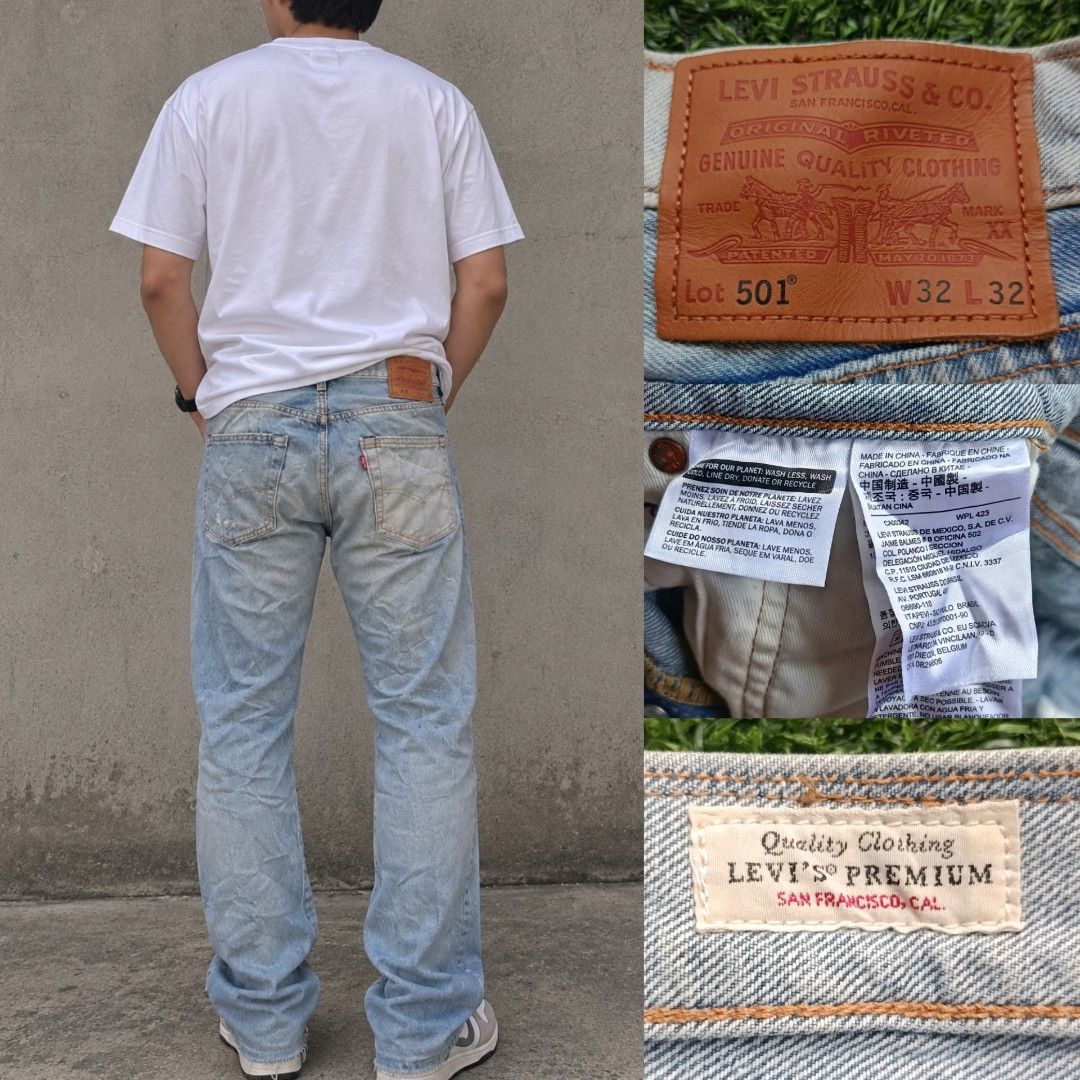 LEVI'S 501 PREMIUM distressed Design Jeans🔥 (Category: Jeans) located in Davao. Submitted by eve_vintage (Listing ID 1464464014, Image 1). Description: LEVI'S 501 PREMIUM Big E Button Fly Distressed Jeans 🔥 Waist:32-33 Length: 38 Hem: 8 NO ISSUES EXCELLENT CONDITION 999+ SF.