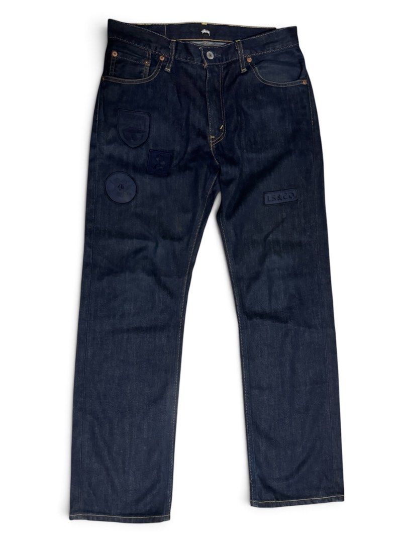 Levi’s x stussy patch work denim (Category: Jeans) located in Calamba. Submitted by notyourhypeshop (Listing ID 1464531541, Image 1). Description: Levi’s x Stussy patch work denim jeans selvedge size 30 but fit to size 32 authentic .