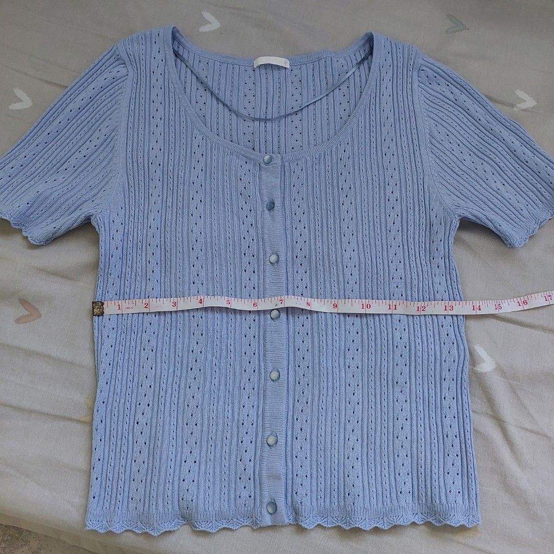 Light Blue Knit Top (Category: Blouses) located in Manila. Submitted by josta004 (Listing ID 1464407004, Image 3). Description: - light blue knit top -button-up front -very nice in actual RFS : decluttering.