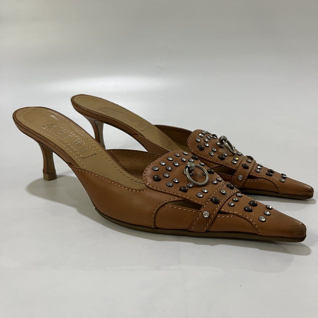 LOEWE EMBELLISHED MULE KITTEN HEELS (Category: Sneakers & Footwear) located in Bacolod City. Submitted by the.finest (Listing ID 1464502041, Image 1). Description: Loewe Mule Kitten Heels - Embellished Tag Size: 37 1/2 Condition: 9/10 has normal signs of wear 12,000+shipping fee.