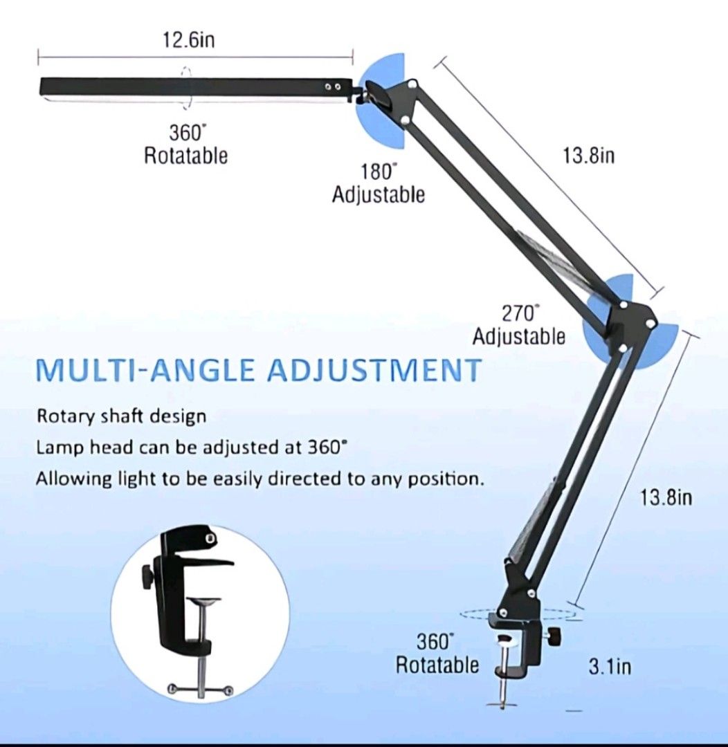LONG ARM DESK LAMP FOLDING (Category: Lighting) located in Marilao. Submitted by 90schicc (Listing ID 1464394120, Image 2). Description: Adjustable dimmable desk lamp. Tricolor. TESTED AND WORKING..