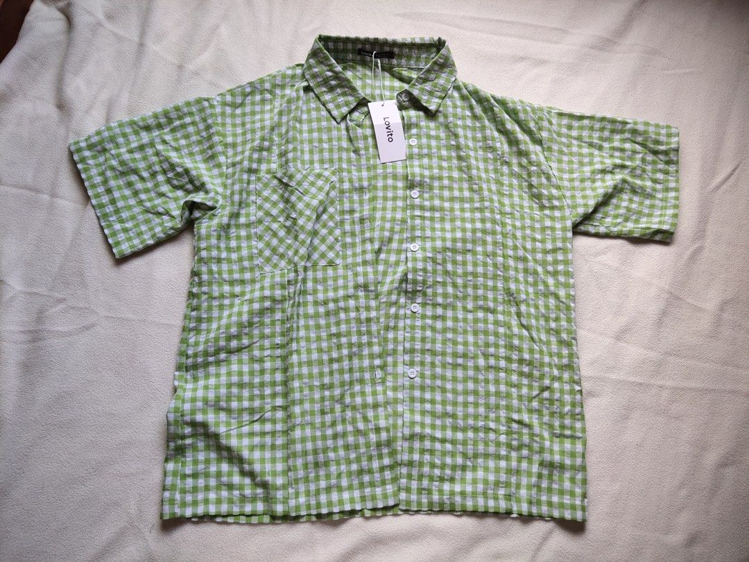 Lovito Green Gingham Plaid Oversized Shirt (Category: Shirts) located in Caloocan City. Submitted by angelinee123 (Listing ID 1464410550, Image 3). Description: Size M - oversized fit (brand new) •Payment methods: Gcash (item price + sf) • Payment first policy • Delivery option: - J&t delivery : 2-3 days depends on loc - Lalamove: same day delivery - meetup: 5th avenue lrt station only (cod avail) .