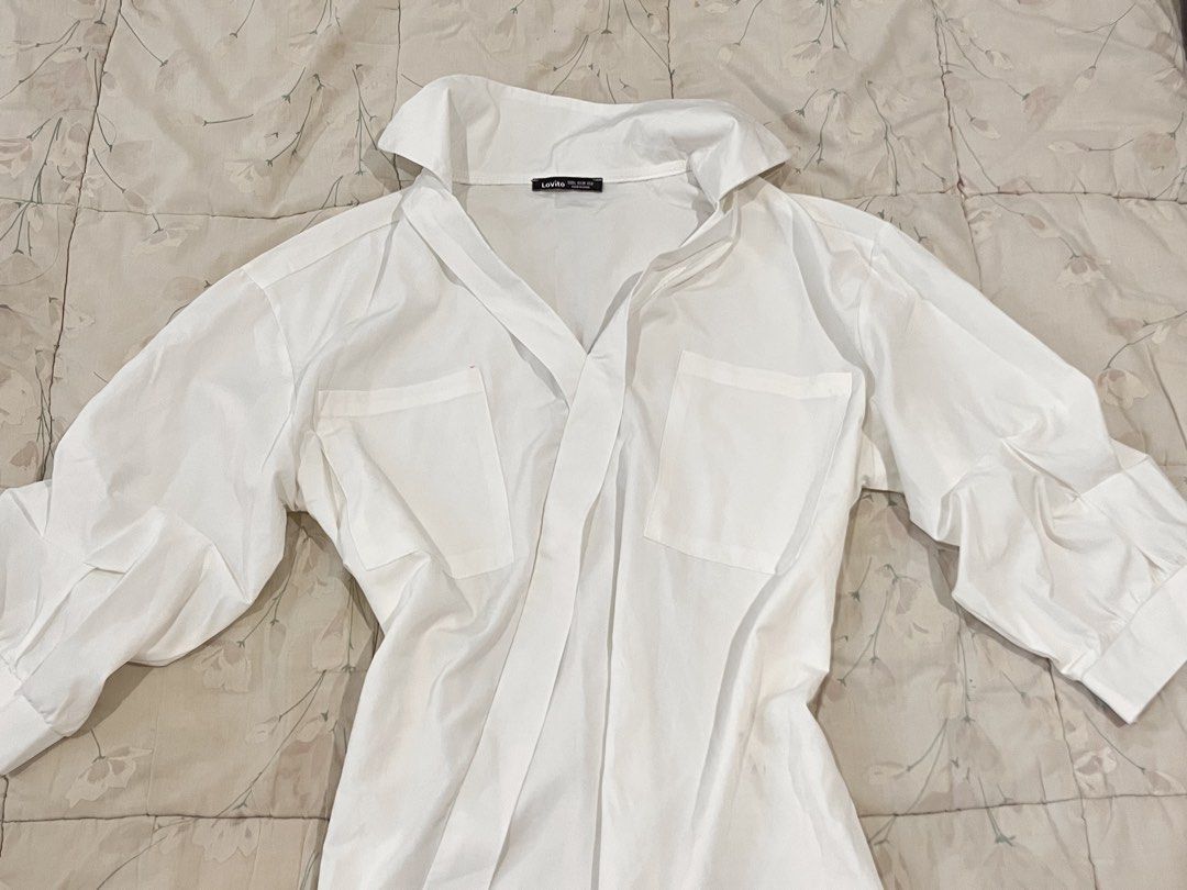 Lovito White Casual Blouse (Category: Longsleeves) located in Cebu City. Submitted by just_agirl_rabbit (Listing ID 1464446006, Image 2). Description: 🌷feel free to message me for more details! → Lovito White Casual Blouse, fits L → actual pictures by me posted; colors may vary due to lighting → mod: Lalamove,J&T → mop: Gcash, Bank .
