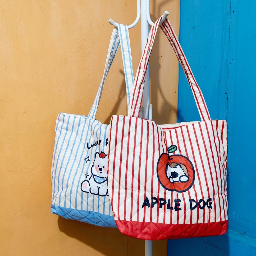 Lucky puppy & Apple dog (Category: Tote Bags) located in Taytay. Submitted by elliefindsshop (Listing ID 1464473915, Image 1). Description: ON HAND! 👜✨ 🔐 With zipper closure 👜 Spacious & easy to carry ✨ Cute design 💳 payment •gcash •maya •maribank 📦 Ready to ship via •J&T •flash express.