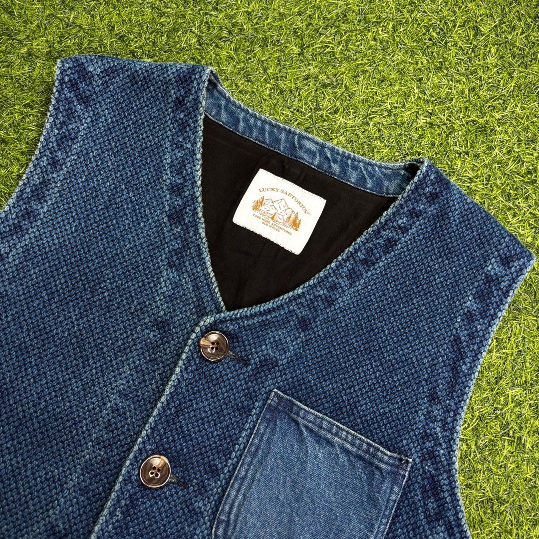 Lucky Sartorius | Sashiko Vest. (Category: Vests) located in Manila. Submitted by bypiecesandstories (Listing ID 1464482212, Image 3). Description: Lucky Sartorius | Sashiko Vest. 749 PHP 🧡 Perfect Condition Can Fit — X Small to Large Dimensions — W 23" L 27" A classic vest with a simple, easy to style look that works well on its own or layered over your favorite basics. A versatile everyday piece you can wear throughout the day and pair with di