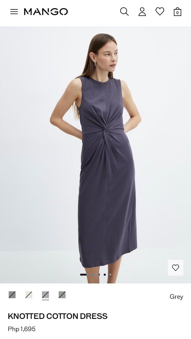 Mango Knotted Dress Grey Sleeveless Midi (Category: Dresses) located in Manila. Submitted by micahezra__ (Listing ID 1464493792, Image 3). Description: brand new with tag size XS.