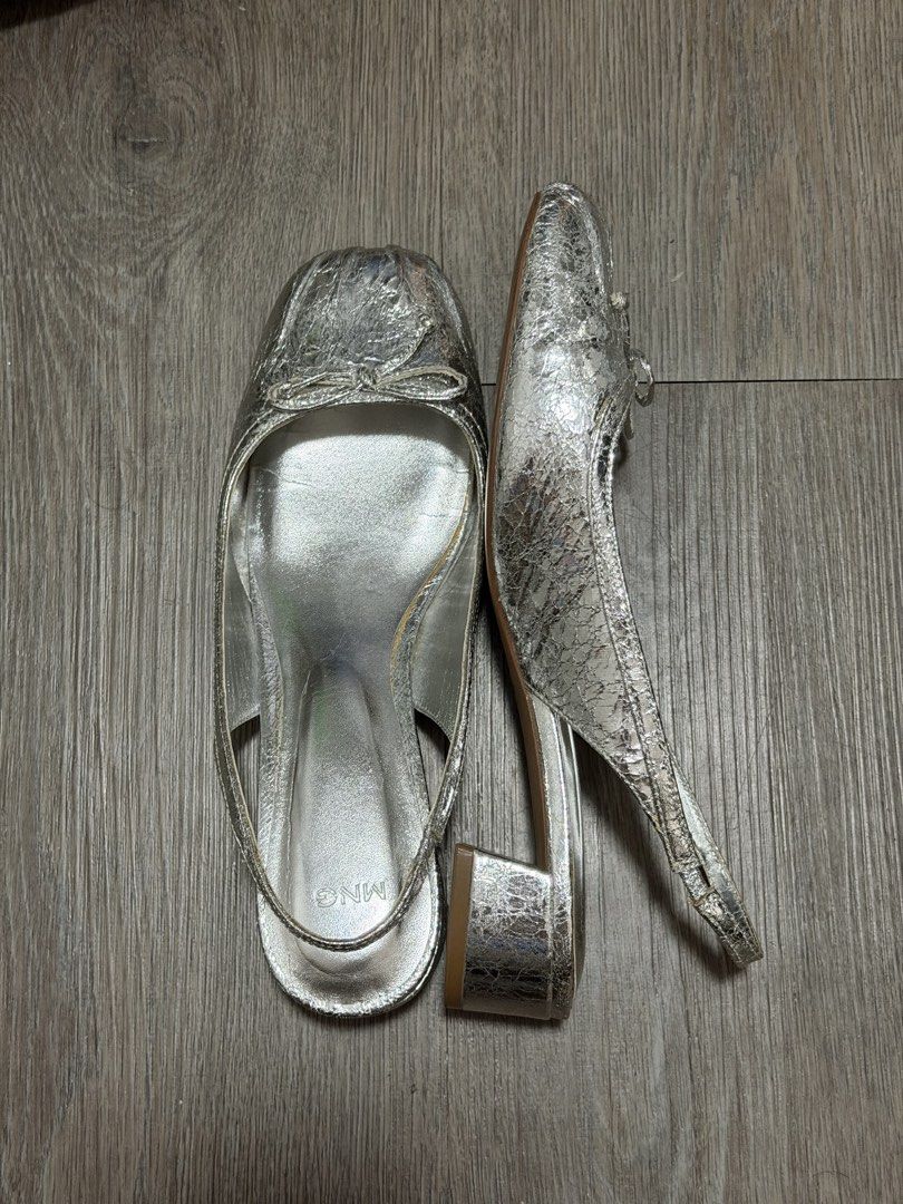 Mango Silver block heel slingback sandals (Category: Heels) located in Paranaque City. Submitted by beamnl (Listing ID 1464422049, Image 2). Description: .
