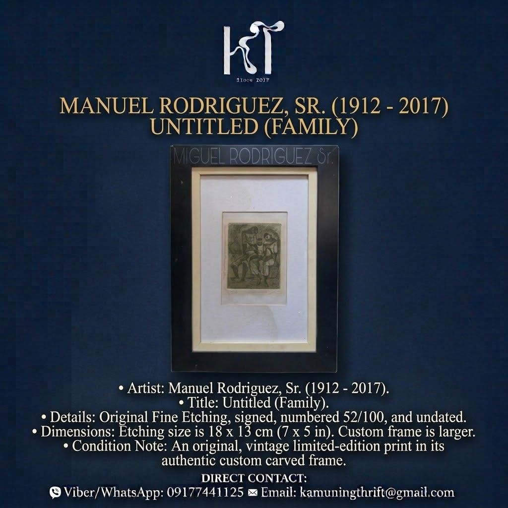 MANUEL RODRIGUEZ, SR. (1912 - 2017) (Category: Art & Prints) located in Quezon City. Submitted by kt_exchange (Listing ID 1459354431, Image 1). Description: MANUEL RODRIGUEZ, SR. (1912 - 2017) Untitled (Family) Signed (lower right) and undated Etching 52/100 18 x 13 cm (7 x 5 in).