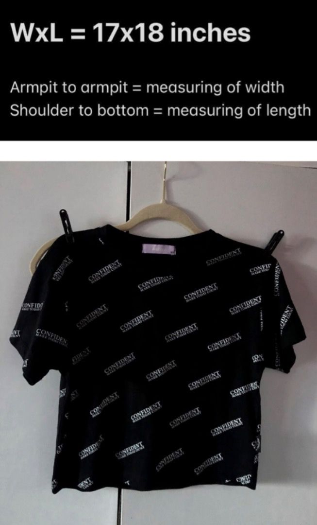 [U] MAPCHU - CONFIDENT MAKE TODAY COUNT text pattern cotton shirt (Category: Babies & Kids Fashion) located in San Juan City. Submitted by ttanmien (Listing ID 1464365026, Image 1). Description: ⚜️✨⚜️✨⚜️✨⚜️✨⚜️✨⚜️ 💁🏻‍♀️SELLING PRICE: ₱100 Original Price: Above ₱800 💁🏻‍♀️Size: Width x Length = 17 inch x 18 inch Armpit to armpit (width measurement) Shoulders to bottom (length measurement) Tag size: 160 (May fit kids/teens from 9 years old to 12 