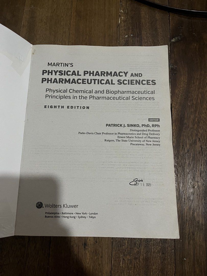 Martin's Physical Pharmacy and Pharmaceutical Sciences 8th Edition (Category: Textbooks) located in Manila. Submitted by coolflower.bf97ff (Listing ID 1464368882, Image 2). Description: Martin's Physical Pharmacy and Pharmaceutical Sciences, 8th Edition (Philippine Edition). .