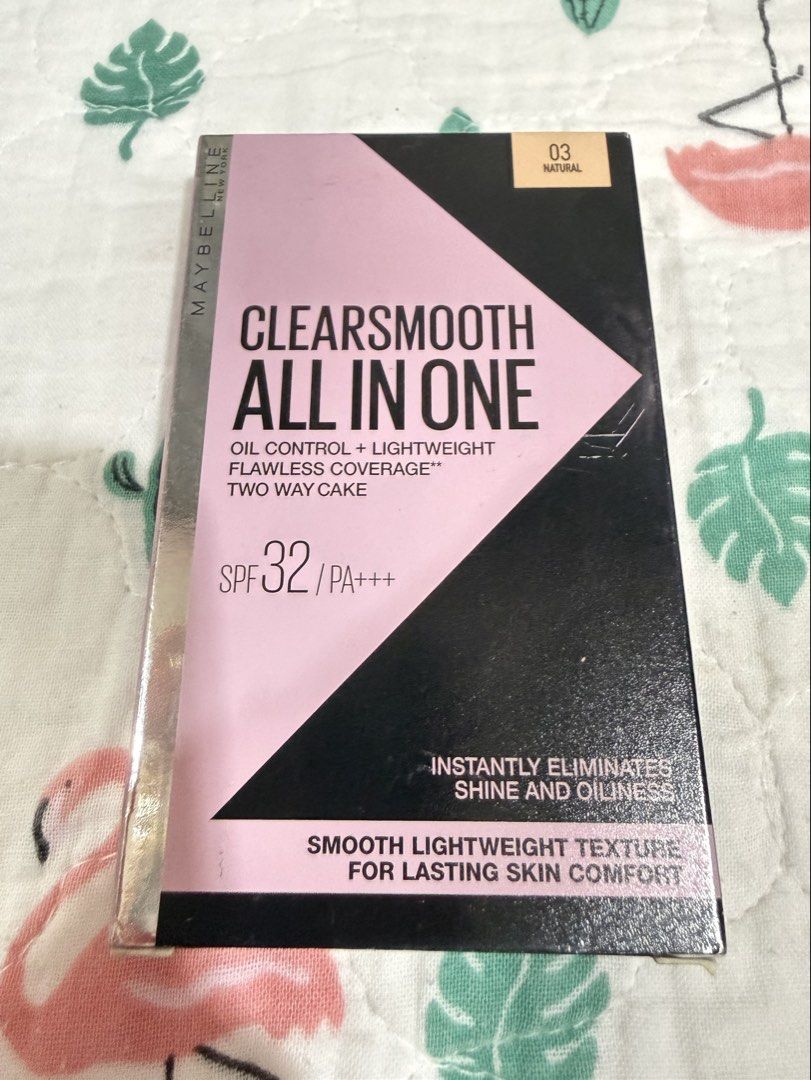 Maybelline Clear smooth Foundation (Category: Makeup) located in Quezon City. Submitted by beautycallph (Listing ID 1464490145, Image 3). Description: 03 NATURAL CLEARSMOOTH OIL CONTROL + LIGHTWEIGHT FLAWLESS COVERAGE** TWO WAY CAKE SPF 32/ PA+++ INSTANTLY ELIMINATES SHINE AND QUINESE SMOOTH LIGHTWEIGHT TEXTURE FOR LASTING SKIN COMFORT.