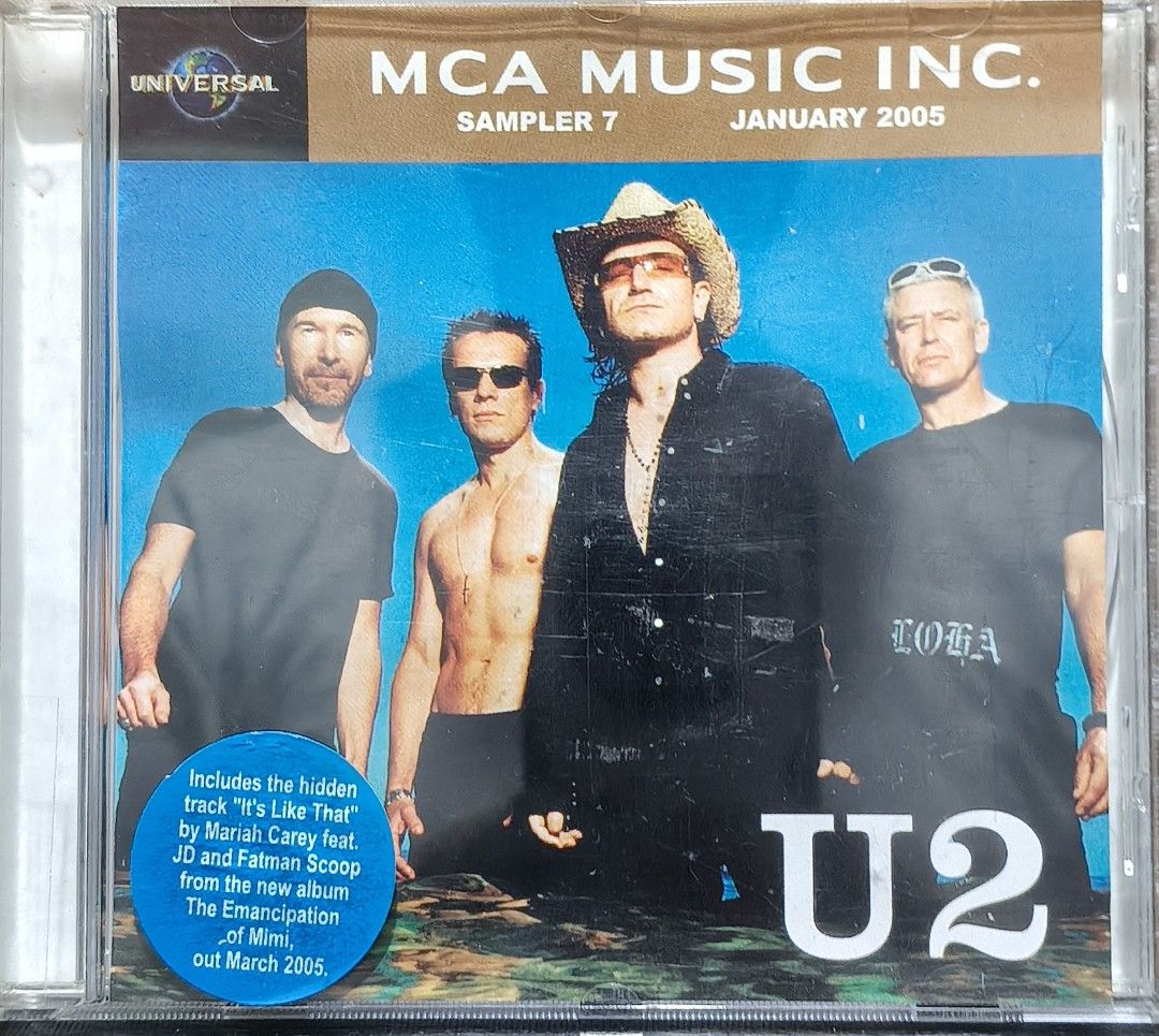 MCA Music Inc. Sampler 7 January 2005 U2 CD (Category: CDs & DVDs) located in Manila. Submitted by ruelcabrer77078 (Listing ID 1464556150, Image 1). Description: - MCA Music Inc. Sampler 7 - Release Date: January 2005 - Features: U2, Eminem, Snoop Dogg, Gwen Stefani, Jadakiss, and more - Special Inclusion: Hidden track by Mariah Carey - Label: Universal Music - Perfect compilation for music enthusiasts.