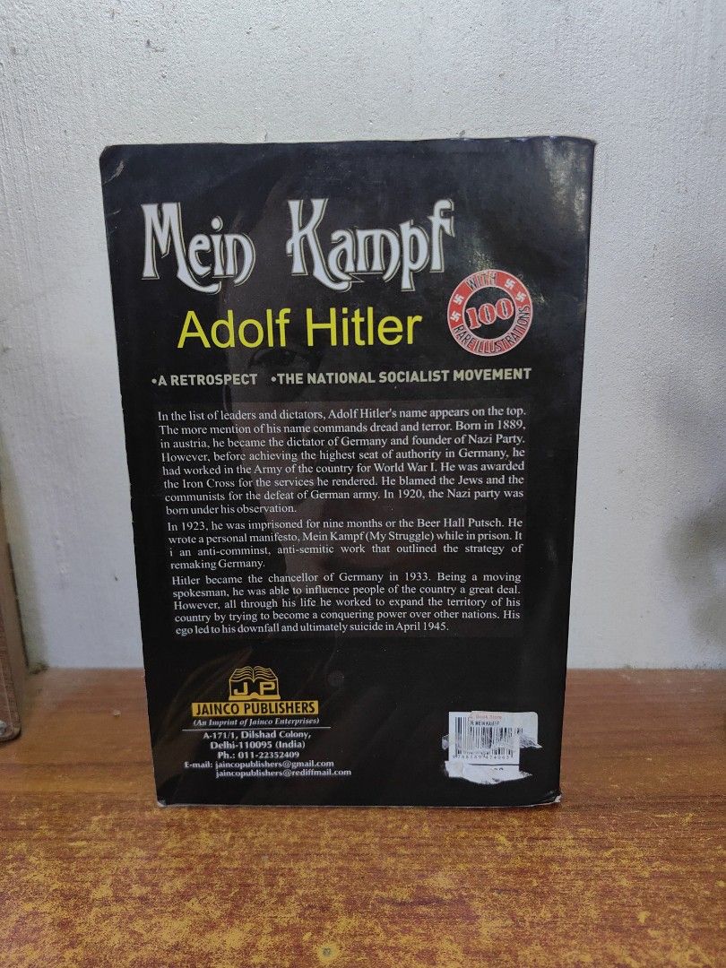Mein Kampf Adolf Hitler (Category: Announcements) located in Tarlac. Submitted by chapterse7en (Listing ID 1464418835, Image 2). Description: IMPORTANT: Serious buyers only. Lowballers and unresponsive buyers who ghost the chat will be automatically BLOCKED. Please do not message if you have no real intention of purchasing. Thank you for respecting my time. Good Signs of usage RARE and HARD TO FIND Mode of Payment : Gcash, Maya or Gotyme or Secur