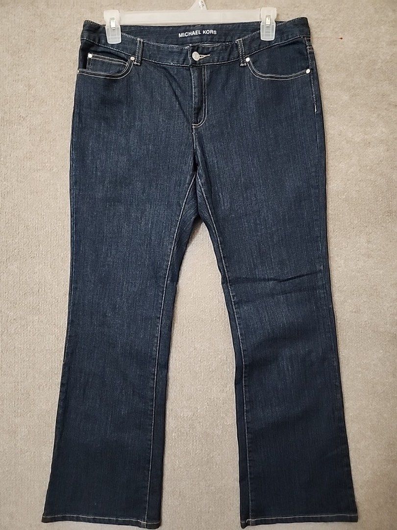 Michael Kors Dark Wash Bootcut Jeans Size 10 (Category: Jeans) located in Tagbilaran City. Submitted by kinkdepot (Listing ID 1464475291, Image 1). Description: - Michael Kors dark wash bootcut jeans - Size: 10 - Material: Cotton blend with stretch - Features: Classic five-pocket style, gold MK logo plate on back pocket - Ideal for: Everyday wear - Origin: Made in China.