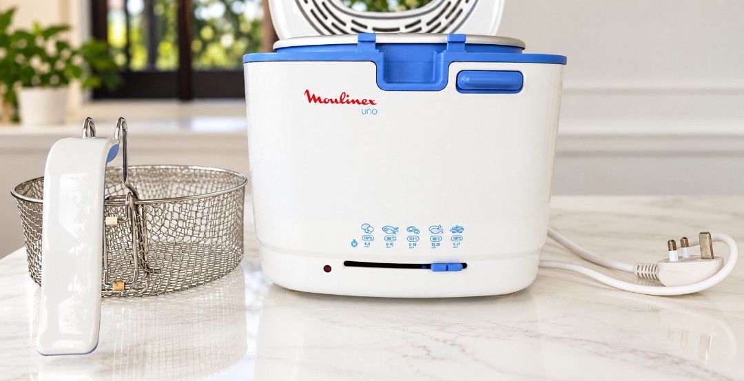 Moulinex Uno Deep Fryer with Basket (Category: Fryers) located in Manila. Submitted by jurishjoyb (Listing ID 1464444632, Image 3). Description: 🍟 𝗙𝗢𝗥 𝗦𝗔𝗟𝗘: 𝘔𝘰𝘶𝘭𝘪𝘯𝘦𝘹 𝘜𝘯𝘰 𝘌𝘭𝘦𝘤𝘵𝘳𝘪𝘤 𝘋𝘦𝘦𝘱 𝘍𝘳𝘺𝘦𝘳 ✨ 𝗣𝗥𝗜𝗖𝗘: ₱5,800 Selling my Moulinex Uno Electric Deep Fryer, bought internationally and used only around 3 times. It is in perfect condition and very well maintained. 🔹 Capacity: 1.8L oil / up to 1kg of food — good for