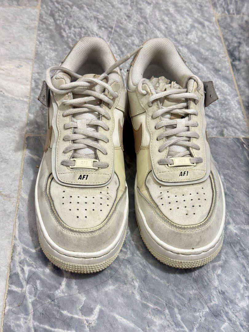 Nike Air Force 1 Shadow (NO BOX) (Category: Sneakers) located in Bauang. Submitted by jeneefromtheblock (Listing ID 1464548342, Image 2). Description: - Nike Air Force 1 Shadow sneakers - Color: Sail/Hemp/Fossil/Light Bone - Size: US 9 - Condition: Worn a few times, plenty of life left - Classic and stylish pair.