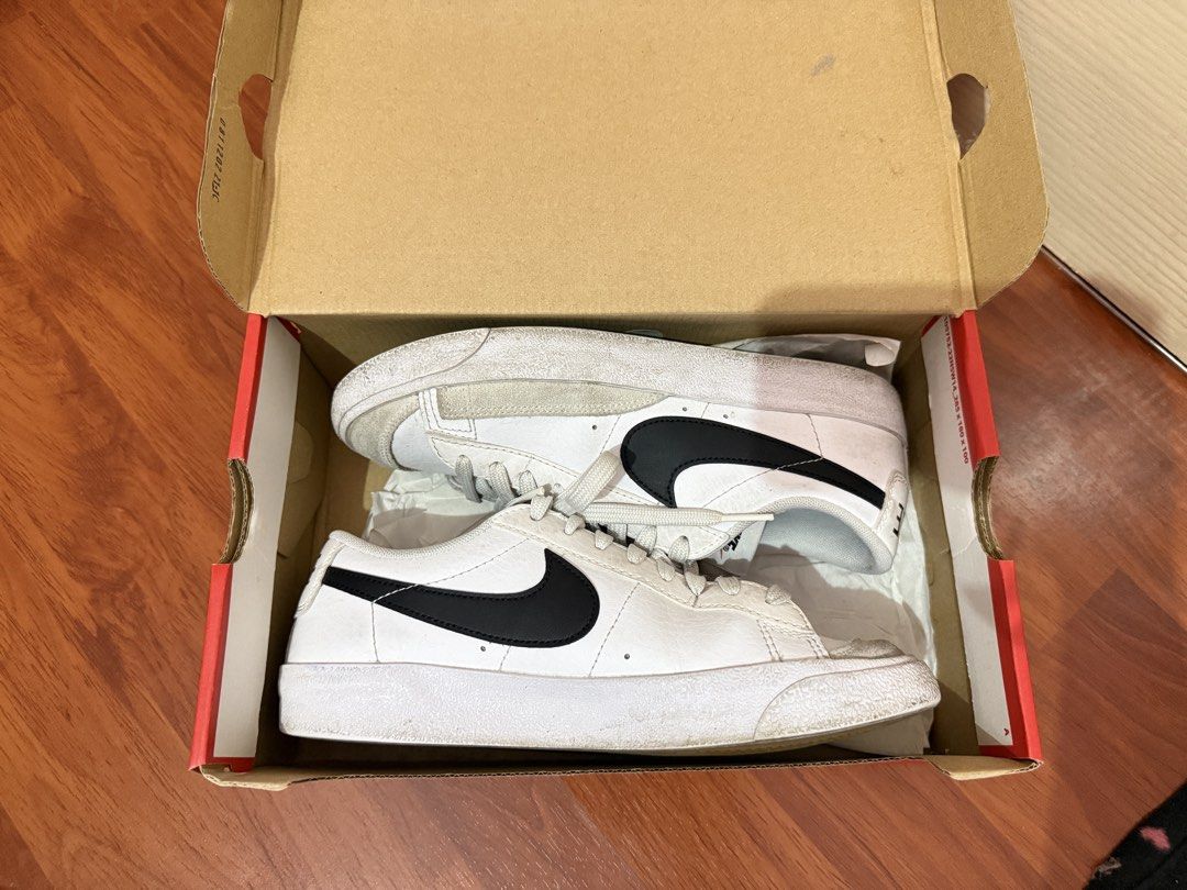 Nike Blazer Low ‘77 (GS) (Category: Sneakers) located in Cavite. Submitted by xiamb (Listing ID 1464504390, Image 3). Description: - Nike Blazer Low - Color: White/Black - Size: 6Y (24cm, EUR 38.5, UK 5.5) - RFS: Decluttering - No issues, just dirt marks - Loc: Cavite - Lalamove / LBC / J&T (Buyer to book).