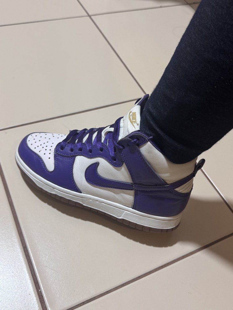 Nike Dunk High Purple White Sneakers (Category: Sneakers) located in Manila. Submitted by mcjge (Listing ID 1464383818, Image 1). Description: Excellent condition No box.