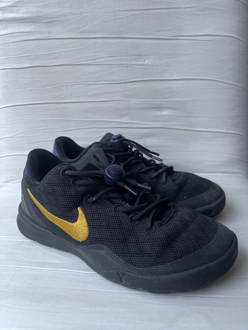 Nike Kobe VIII 2Y (Category: Babies & Kids Fashion) located in Paranaque City. Submitted by smconsul (Listing ID 1464462718, Image 1). Description: - Authentic Nike Kobe Mamba Focus basketball shoes - Color: Black with gold swoosh and purple accents - Closure: Lace-up with toggle - Versatile: Great for basketball or casual wear - Condition: Shows some signs of wear on soles and uppers, but still has plenty of life left Loc: Las Pinas Delivery: j&